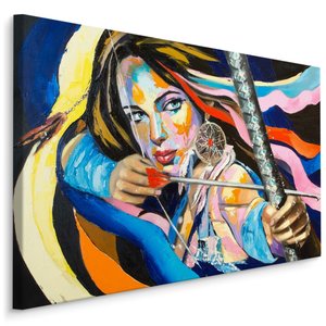 Schilderij - Vrouw met Boog, Multikleur, Premium print