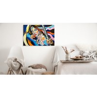 Schilderij - Vrouw met Boog, Multikleur, Premium print