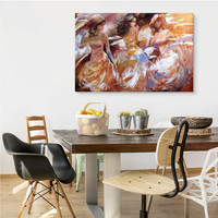 Schilderij - Drie Jonge Vrouwen, Premium Print op Canvas