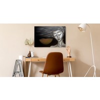 Schilderij - Lange haren, Vrouw Abstract, Premium Print