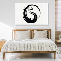 Schilderij - Yin & Yang in zwart/wit, premium Print