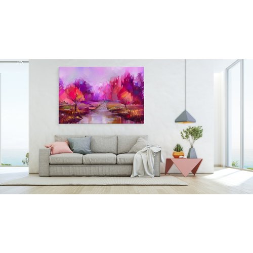 Schilderij - Het Bos in Roze, print op Canvas, Premium Print