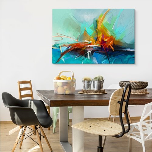 Schilderij - Abstracte Zeilboot (print op canvas) Premium Print