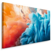 Schilderij - Explosie van Kleuren, Blauw en Oranje, Premium Print