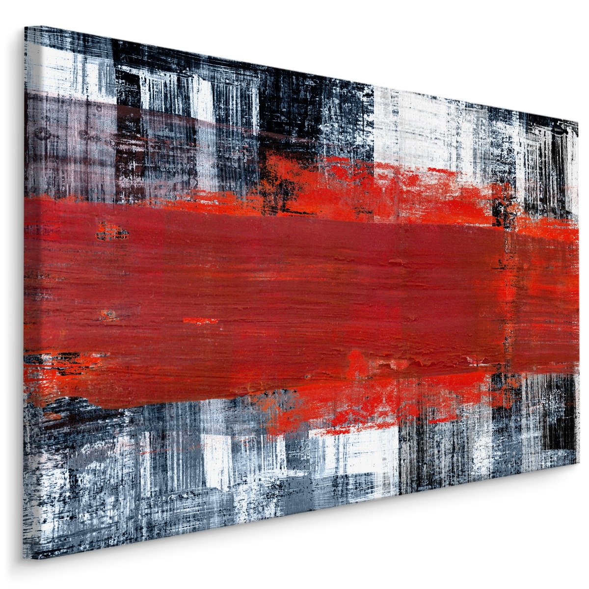 Schilderij - Abstract in het Rood, Premium Print afbeelding