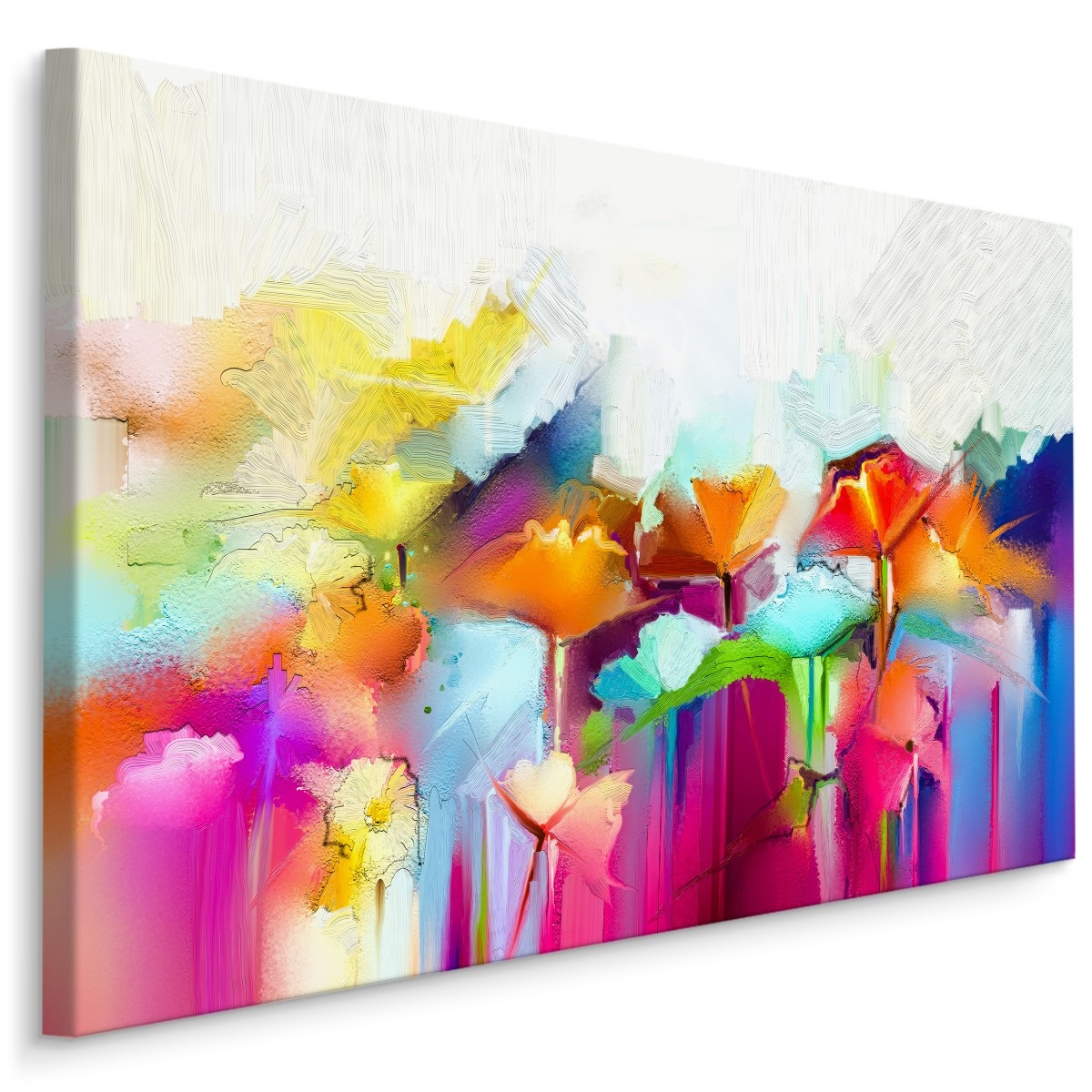 Schilderij - Gekleurde Bloemen, Print op canvas, Premium Print afbeelding