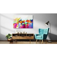 Schilderij - Gekleurde Bloemen, Print op canvas, Premium Print