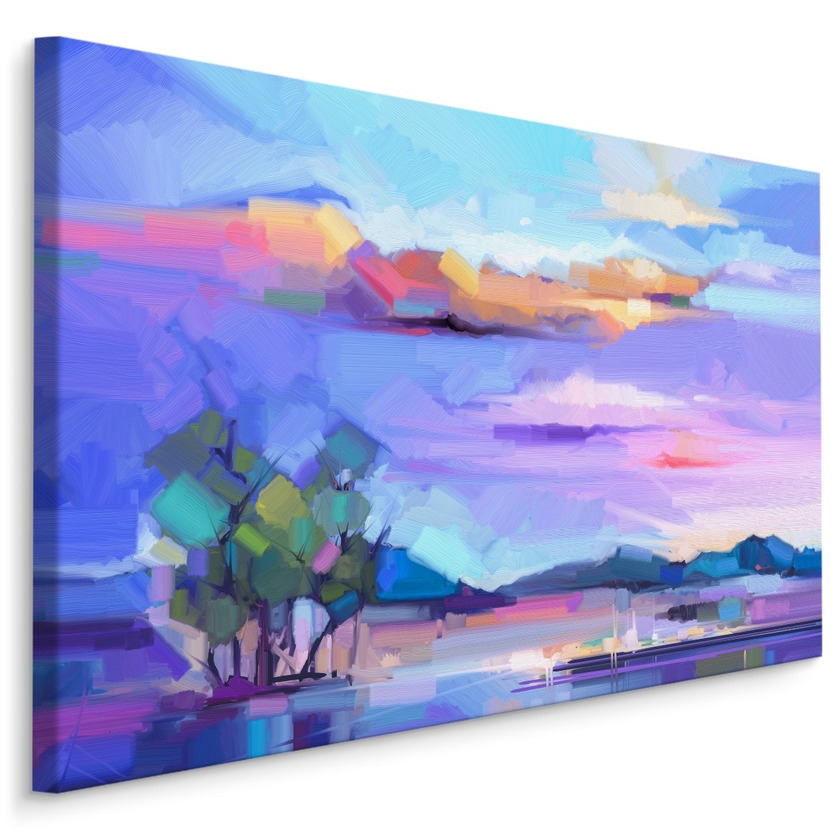 Schilderij - Abstract landschap, Multikleur, Premium print afbeelding