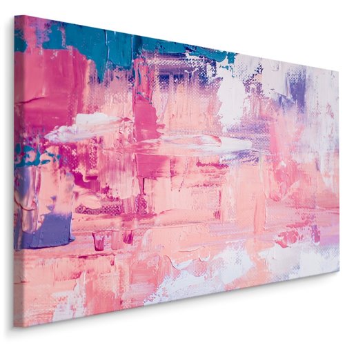 Schilderij - Kleurrijk Abstract, Roze en Rood, Premium Print