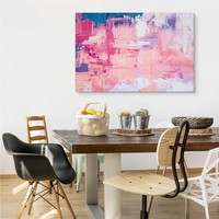 Schilderij - Kleurrijk Abstract, Roze en Rood, Premium Print