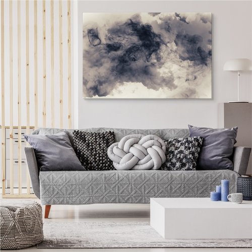 Schilderij - Abstracte Donkere Wolken, Premium Print