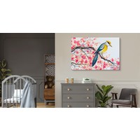 Schilderij - Vogel in Boom, Print op Canvas, Premium Print