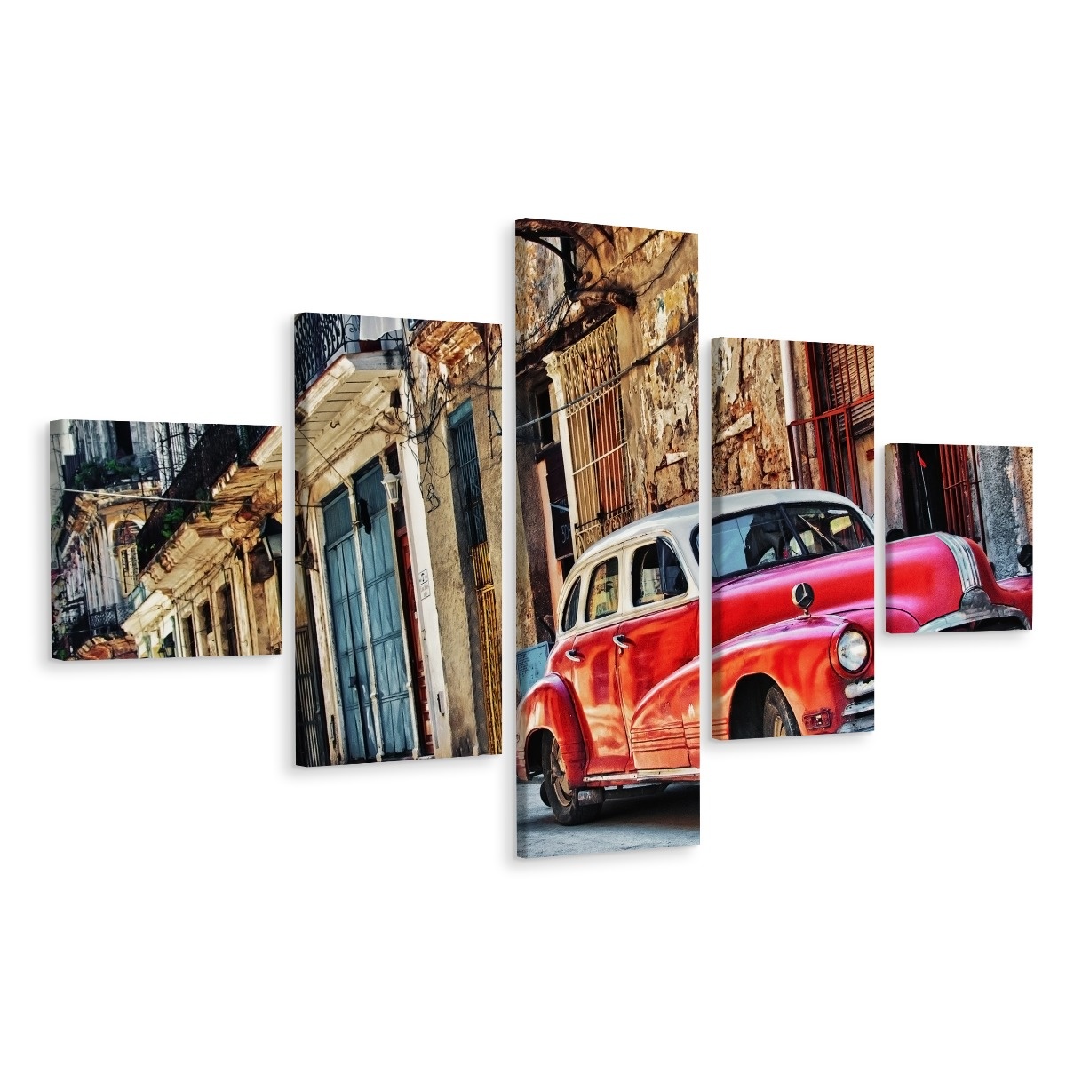 Schilderij - Oldtimer in Havana, Cuba, Premium Print afbeelding