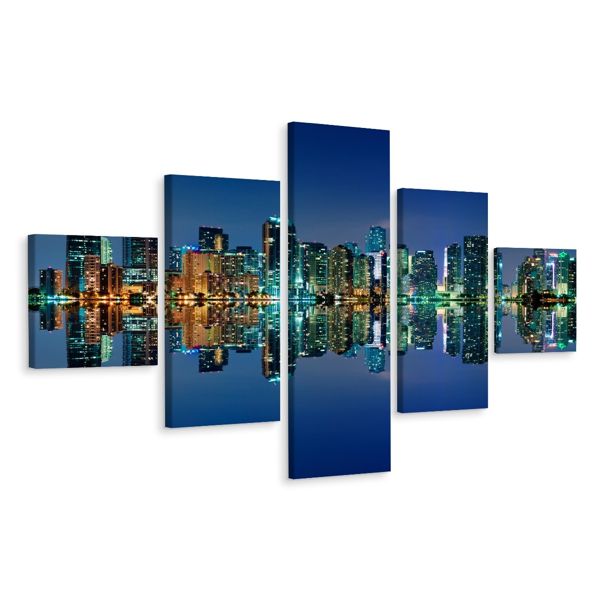 Schilderij - Prachtige Skyline van Miami, USA, Premium Print afbeelding