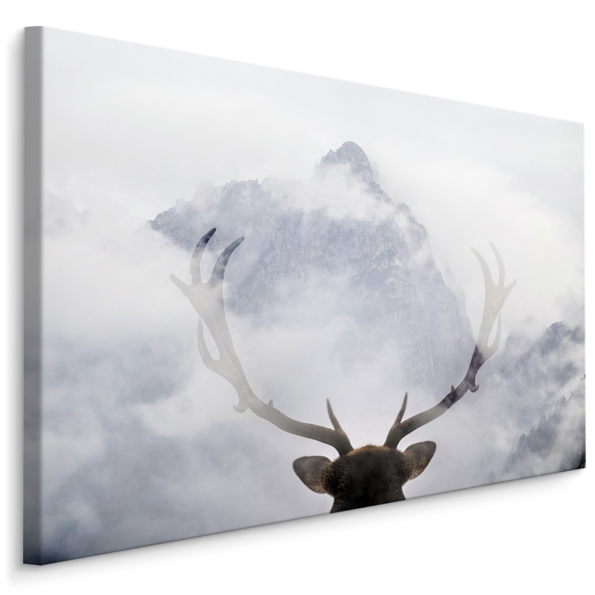 Schilderij - Het gewei van een Hert, Premium Print afbeelding