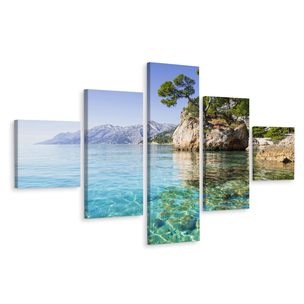 Schilderij - Makarska Riviera in Kroatië, Premium Print afbeelding