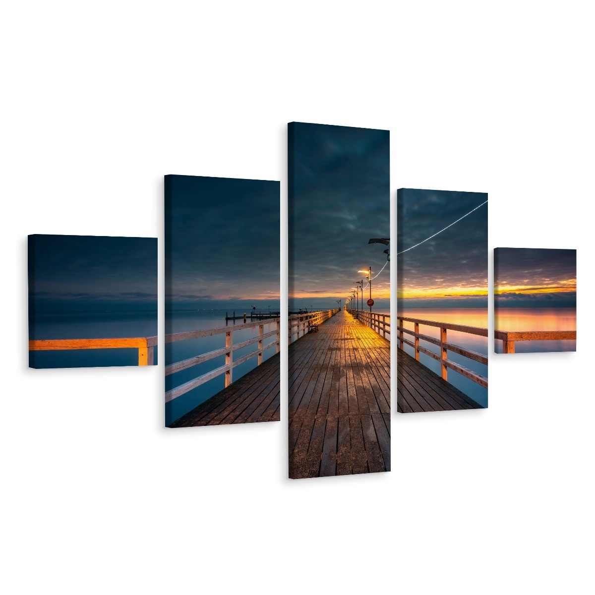 Schilderij - Zicht vanaf Houten Pier, Premium Print