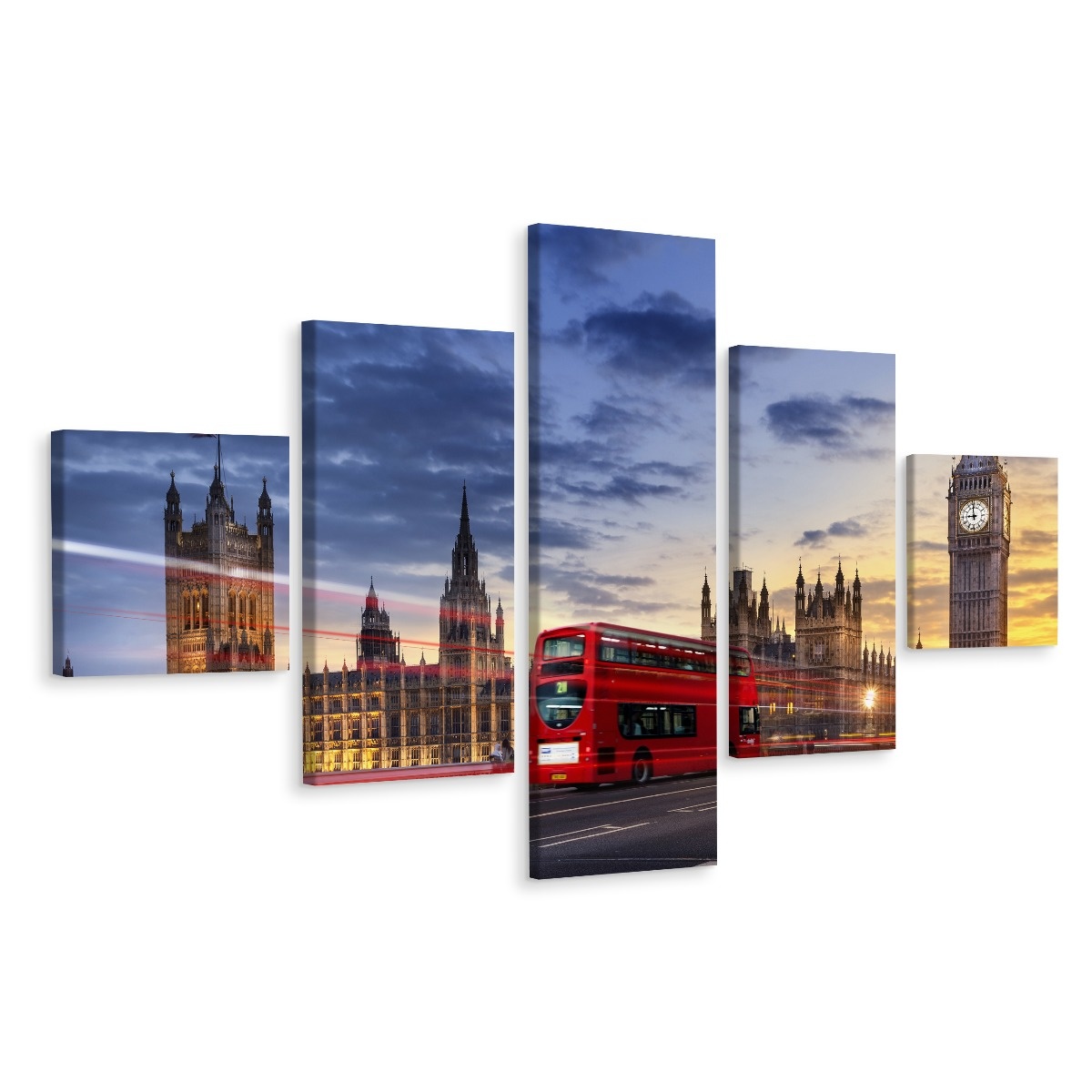 Schilderij - Panorama of Westminster and Big Ben, London premium Print afbeelding