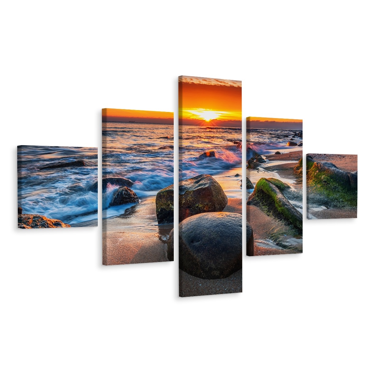 Schilderij - Zonsondergang boven de Zee, Premium Print afbeelding