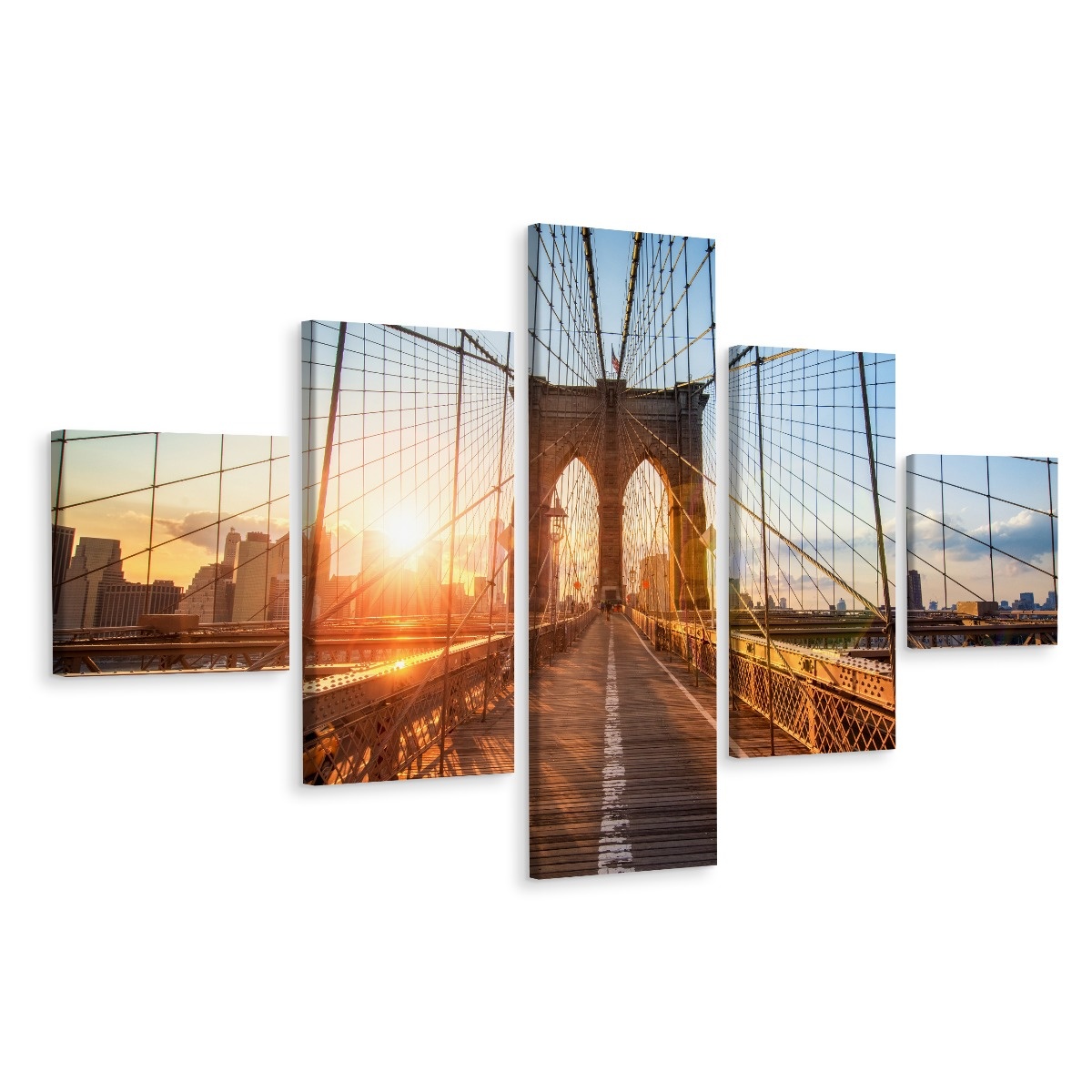 Schilderij - Brooklyn Bridge, USA, close up, Premium Print