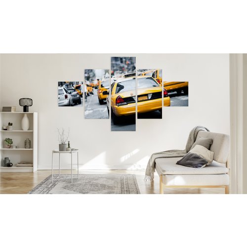 Schilderij - Gele Taxi's in New York, 3 maten, Premium Print