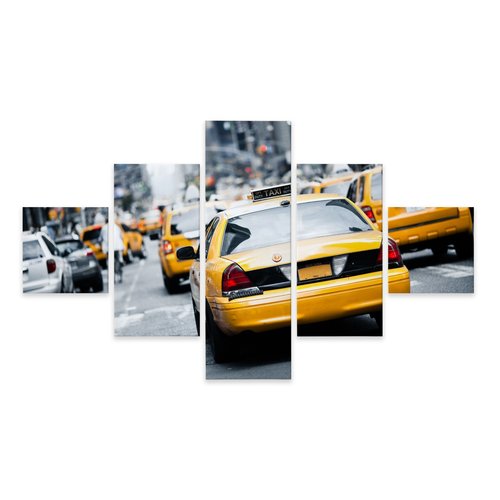 Schilderij - Gele Taxi's in New York, 3 maten, Premium Print