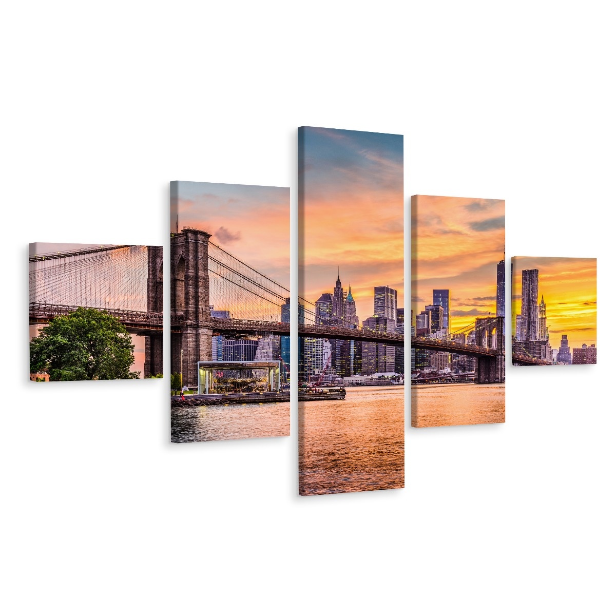 Schilderij - Brooklyn Bridge, NY USA, 3 maten, premium print afbeelding