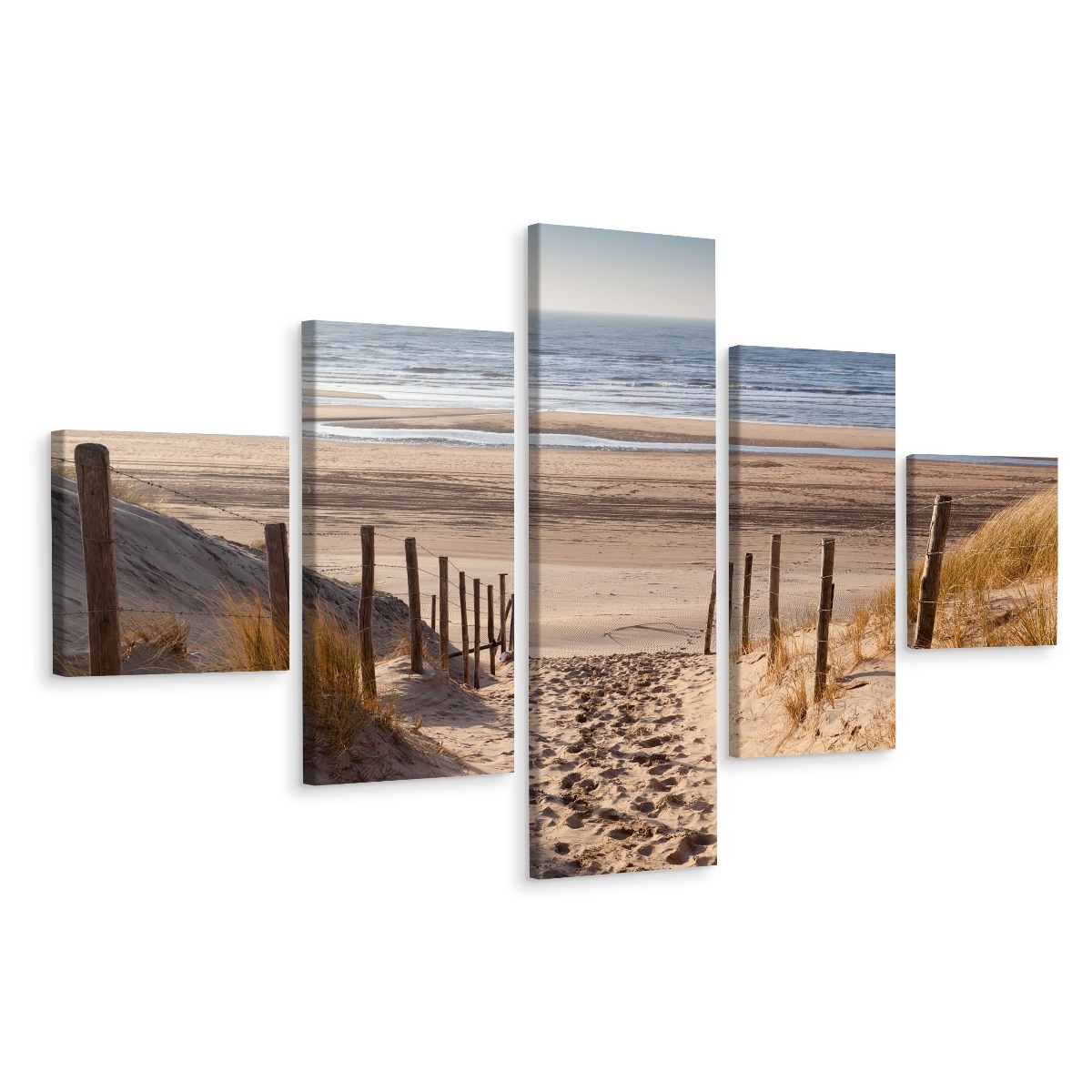 Schilderij - Naar de Noordzee, Strand en Duinen, Premium Print afbeelding