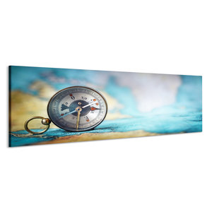 Karo-art Schilderij -Het Kompas, 140x60cm. wanddecoratie,  Premium print