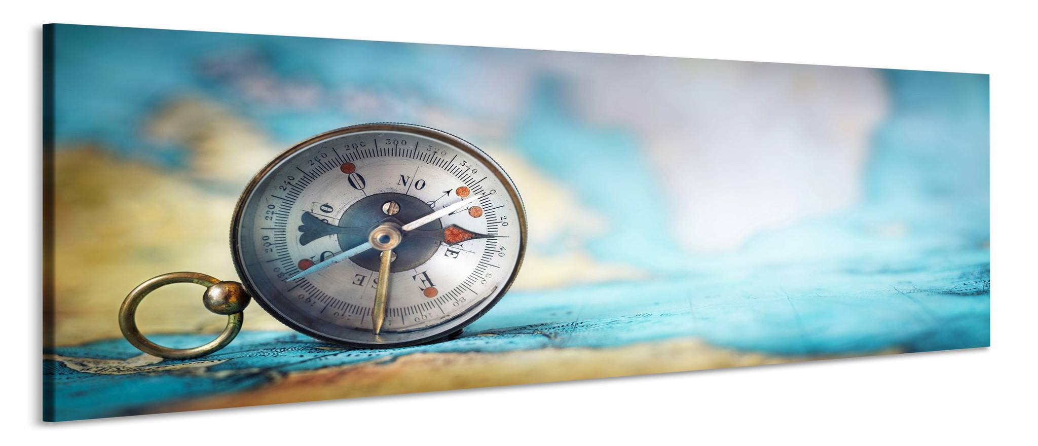 Schilderij -Het Kompas, 140x60cm. wanddecoratie, Premium print afbeelding
