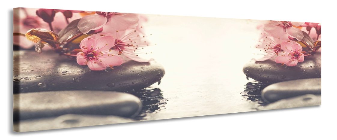 Schilderij -Kersenbloesem en Zen, 2 maten, wanddecoratie, premium print afbeelding