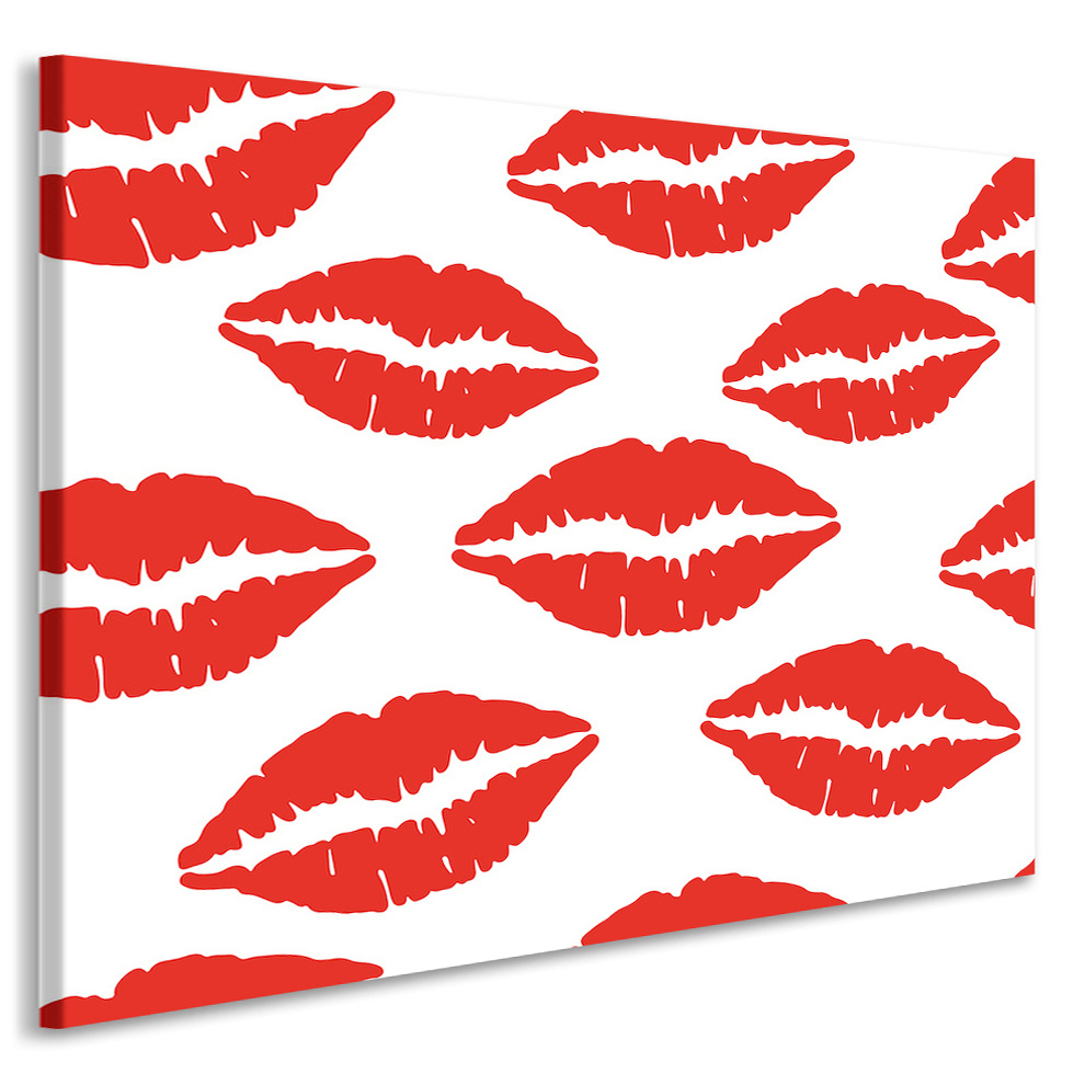 Schilderij - Lippen, premium print, 3 maten, Wanddecoratie voor huiskamer en slaapkamer. afbeelding