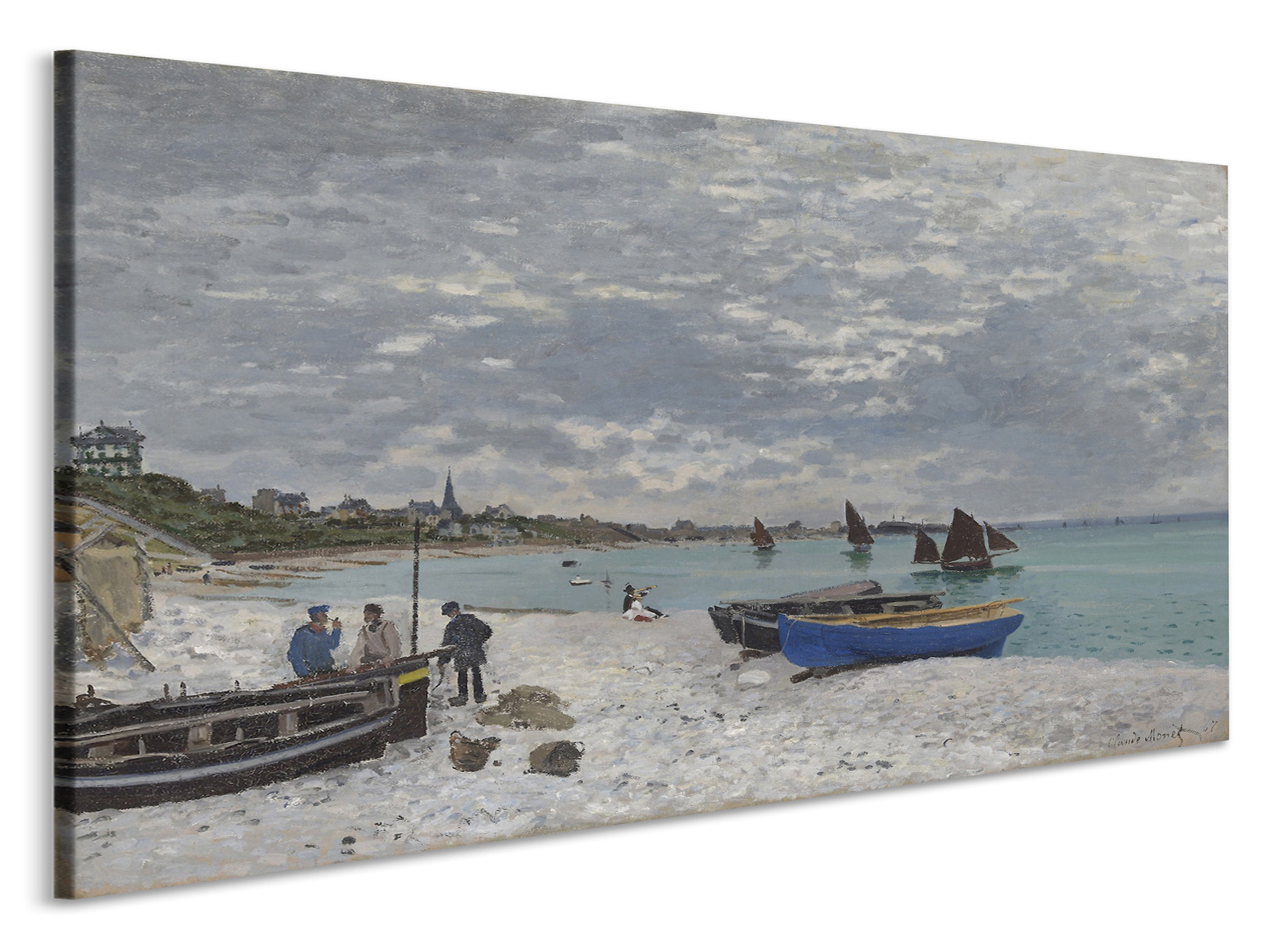 Schilderij - Claude Monet, The Beach at Sainte-Adresse, 1867, Premium print afbeelding