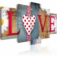 Schilderij - LOVE - handgemaakt, 5 luik, Multikleur, Premium print , 100x50cm Schilderij - LOVE - handgemaakt, 5 luik, Multikleur, Premium print , 100x50cm