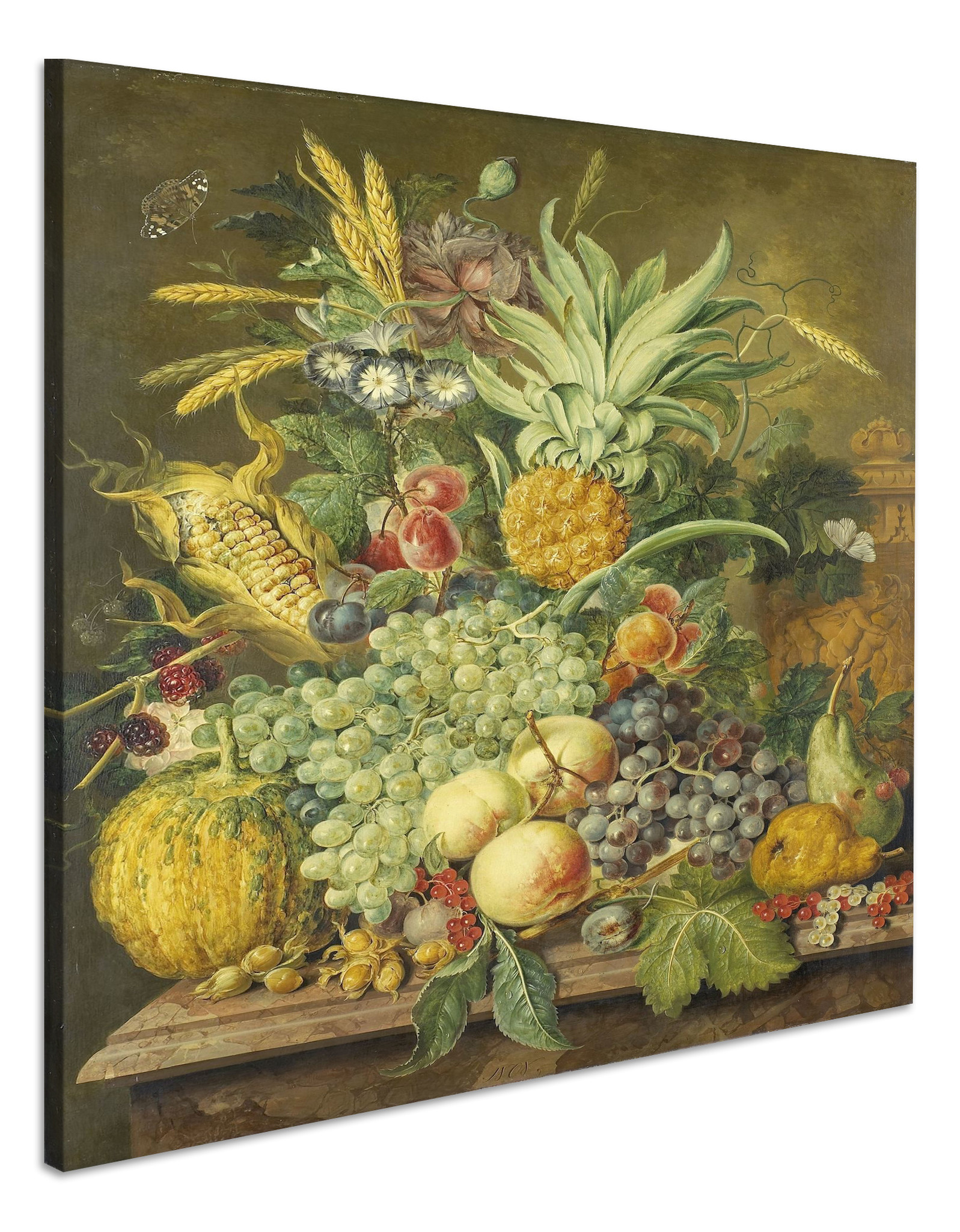 Schilderij - Stilleven met vruchten, Jacobus Linthorst, 1808, 80x100 cm afbeelding