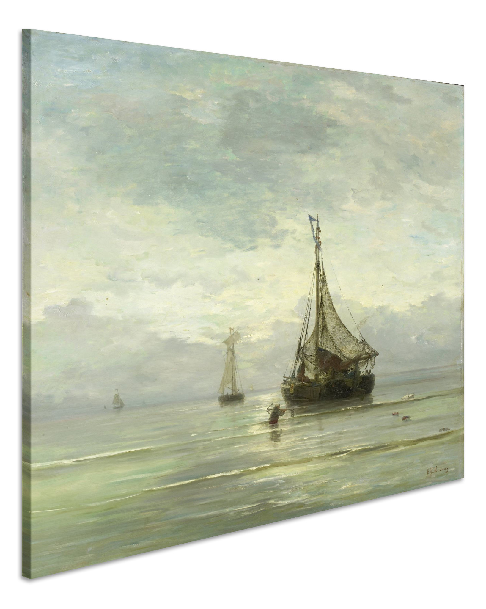 Schilderij - Hendrik Willem Mesdag, Kalme zee, 1860-1900, reproductie, 60x80cm afbeelding
