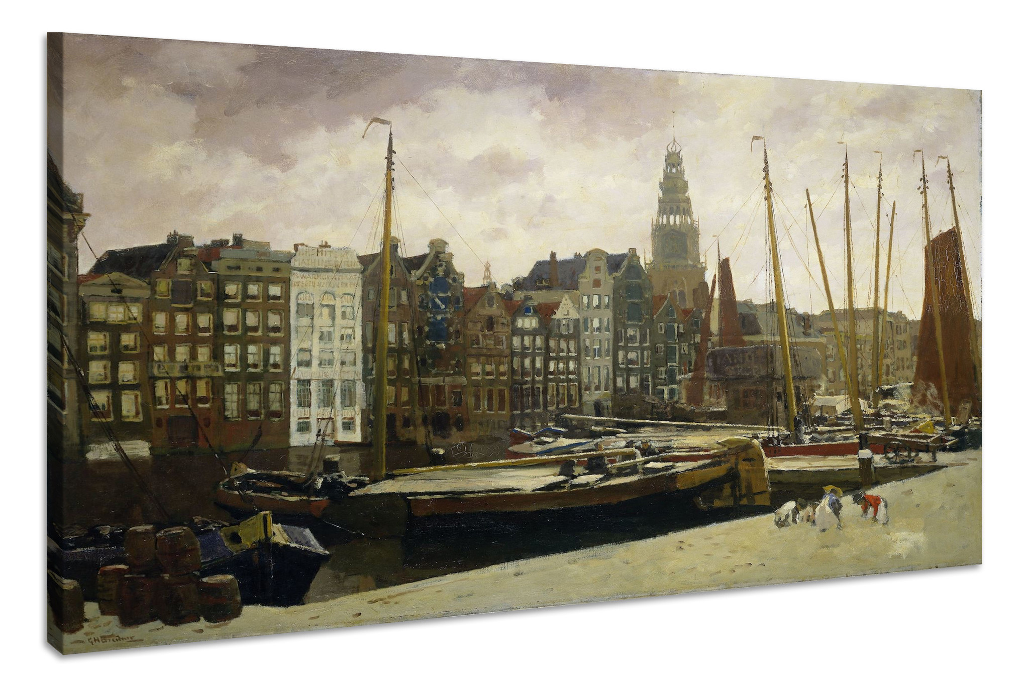Schilderij - Het Damrak in Amsterdam, George Hendrik Breitner, 1903 afbeelding