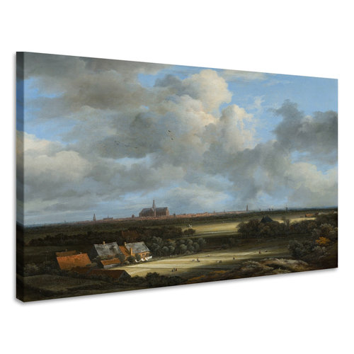 Karo-art Schilderij Jacob van Ruisdael, gezicht op Haarlem met bleekvelden, 1670-1675   90x70cm