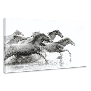 Karo-art Schilderij - Wilde paarden,  2 maten, Premium print