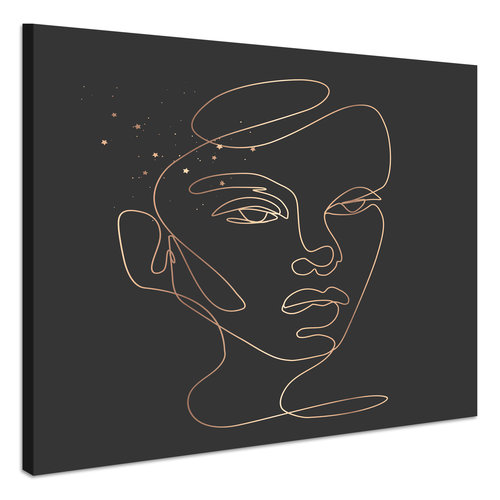 Karo-art Schilderij - Silhouet in Goud, Vrouw, Premium Print