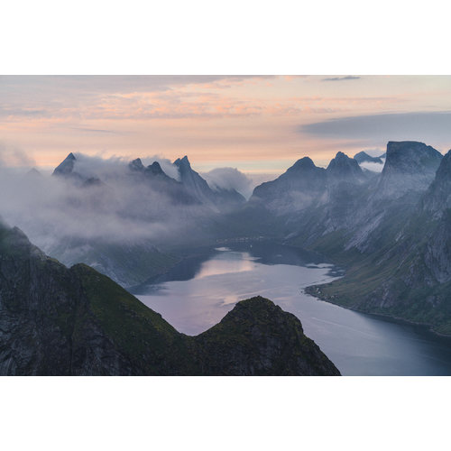 Karo-art Schilderij - Fjord in Noorwegen, Prachtig vergezicht, premium Print