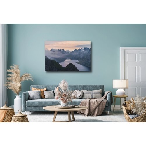 Karo-art Schilderij - Fjord in Noorwegen, Prachtig vergezicht, premium Print