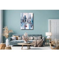 Karo-art Schilderij - New York in Olieverf, Premium Print op canvas