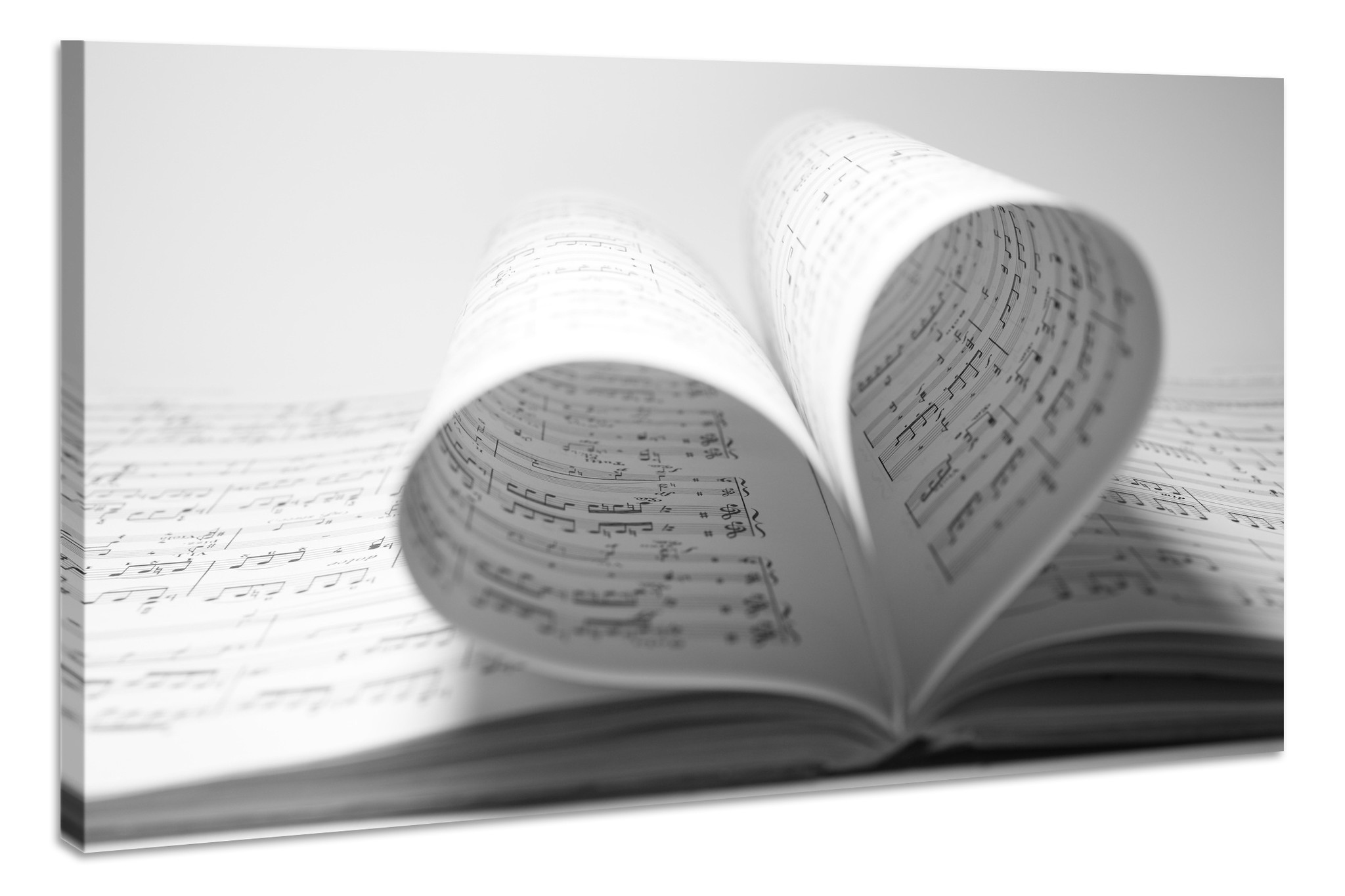 Schilderij - Liefde voor Muziek, zwart/wit, Bladmuziek, Premium Print afbeelding