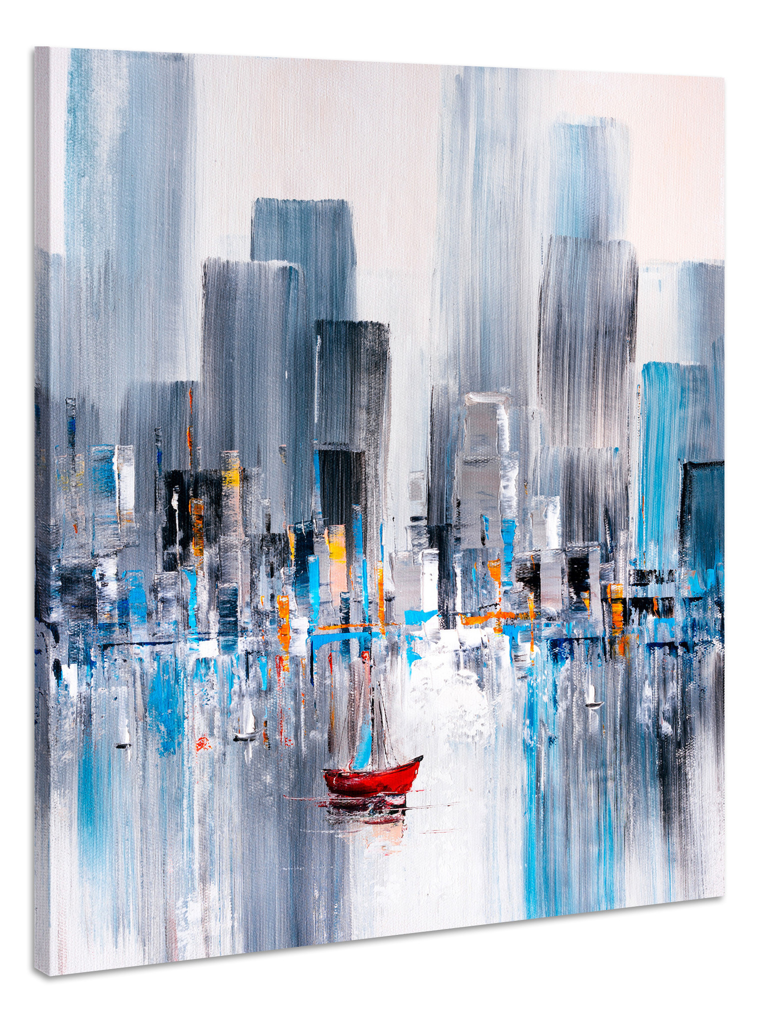 Schilderij - New York in Olieverf, Premium Print op canvas afbeelding