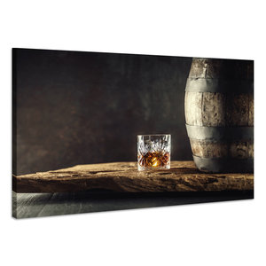 Karo-art Schilderij - Rustieke Whisky, Geniet van het moment, Premium Print