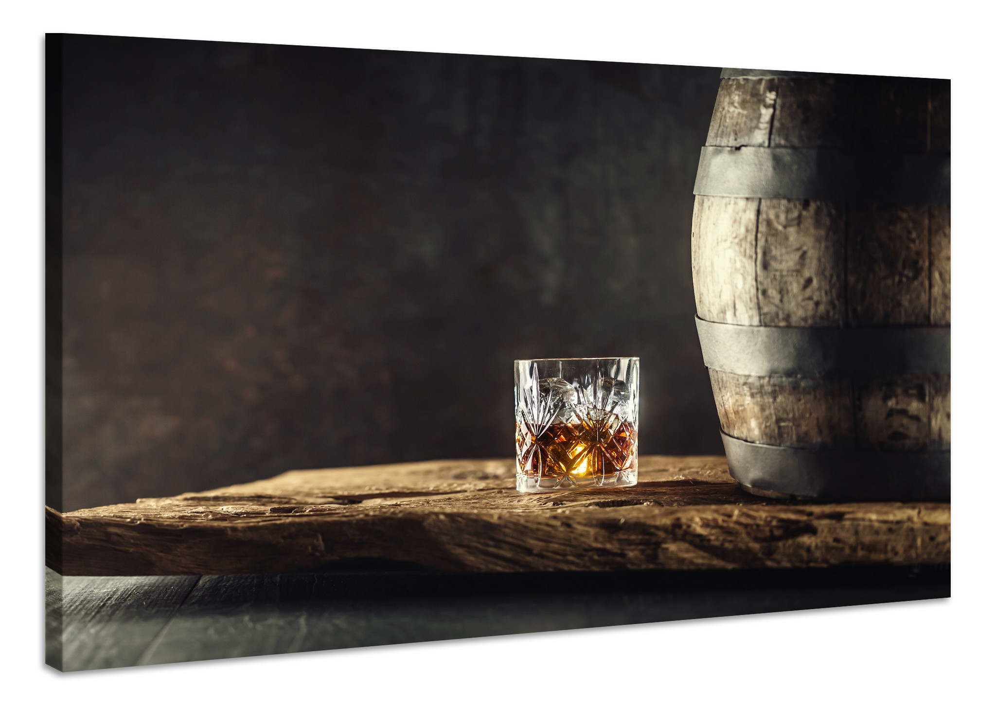 Schilderij - Rustieke Whisky, Geniet van het moment, Premium Print afbeelding