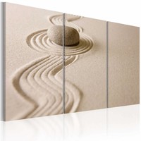 Schilderij - Steen op het Strand, Beige, 3luik, premium print , 90x60cm Schilderij - Steen op het Strand, Beige, 3luik, premium print , 90x60cm