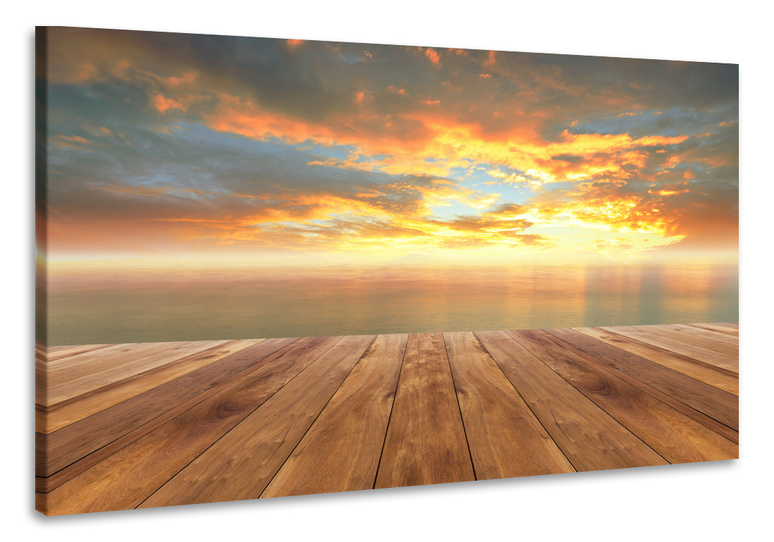 Schilderij - Uitzicht op zee, 2 maten, Premium print afbeelding
