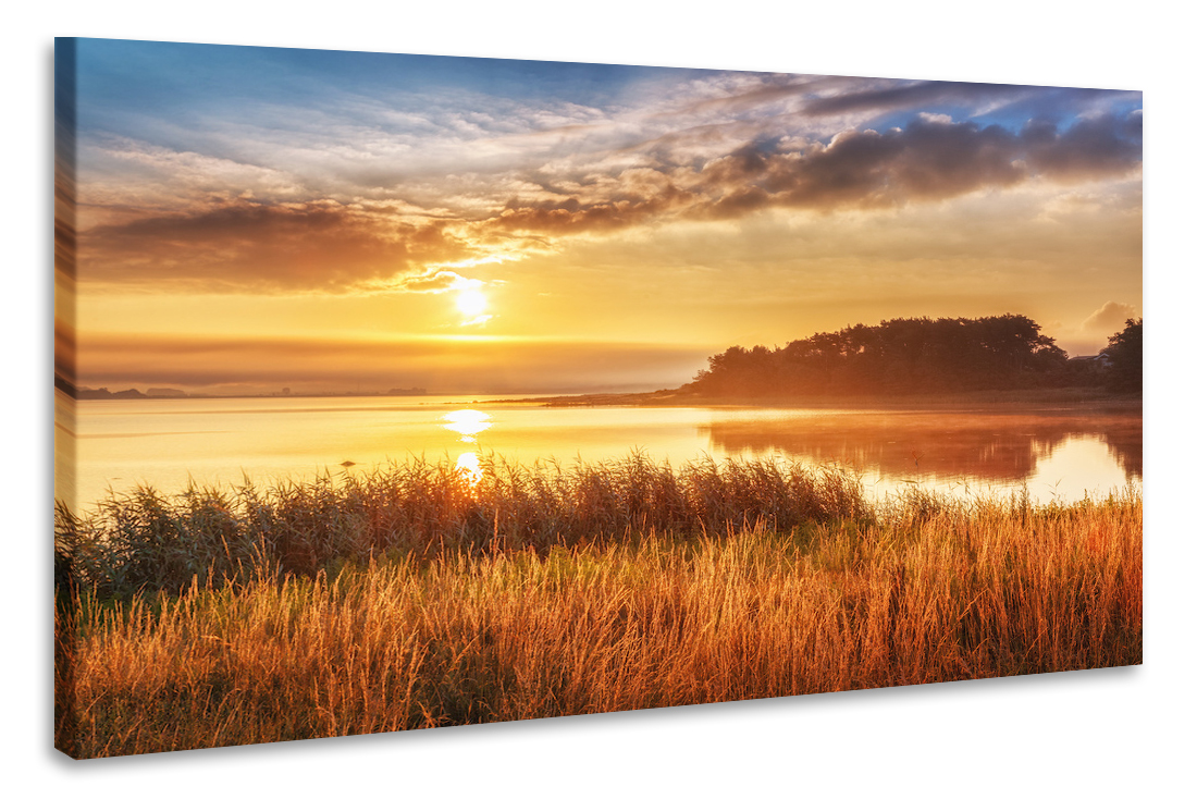 Schilderij - Zonsondergang, 2 maten, Premium print afbeelding